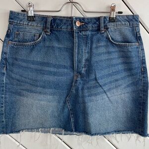 H&M LOGG Frayed Hem Denim Mini Skirt - Blue